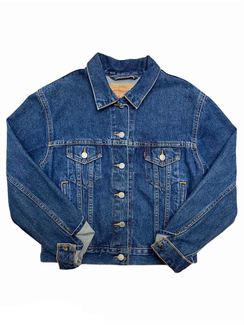 80s Vintage Levis Trucker Jean Jacket Dark Blue Denim Womens MIS S - S ...