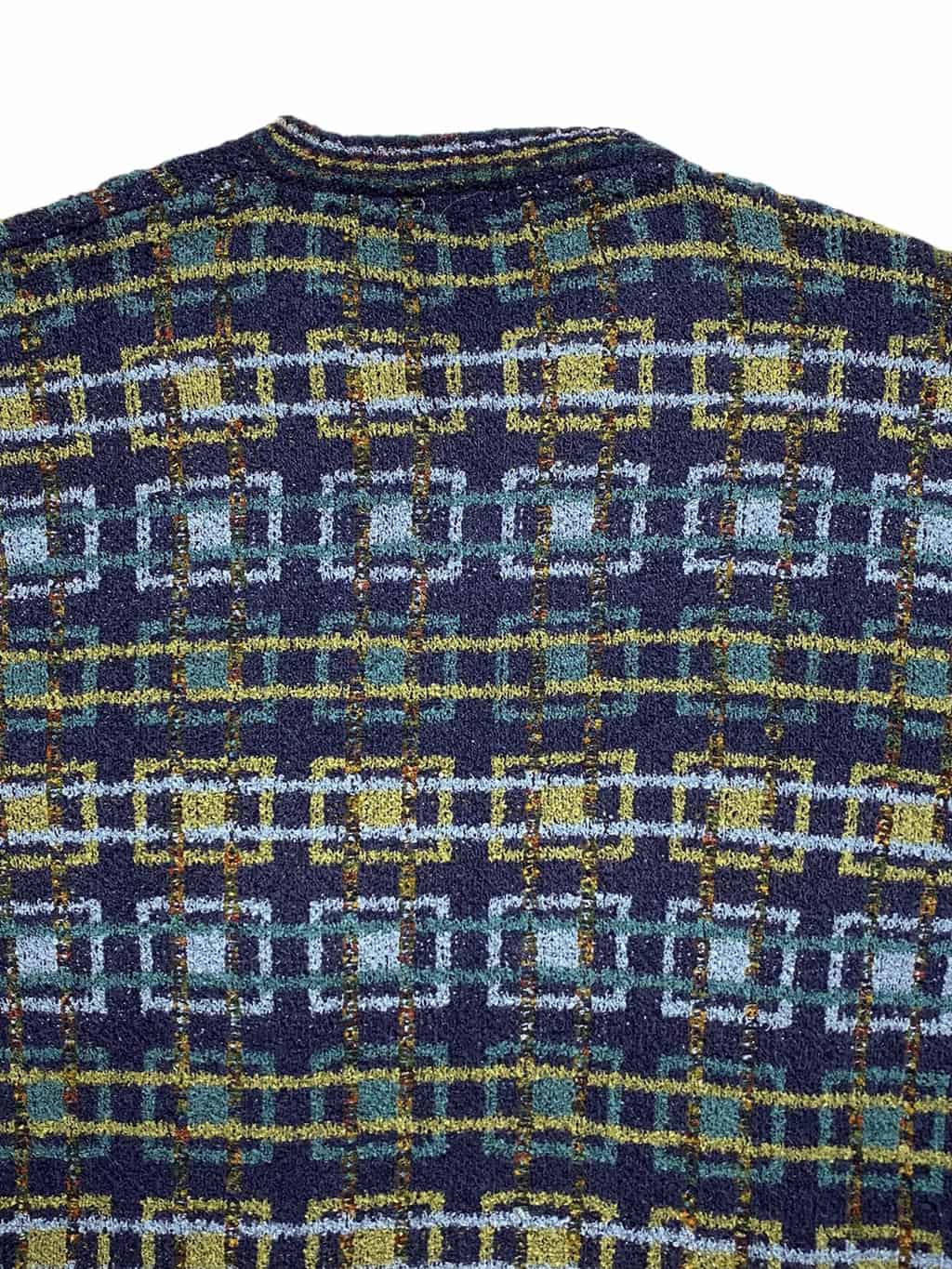 Vintage Patterned Abstract Jumper Wooly Knit V Neck Sweatshirt - XL - Image 4