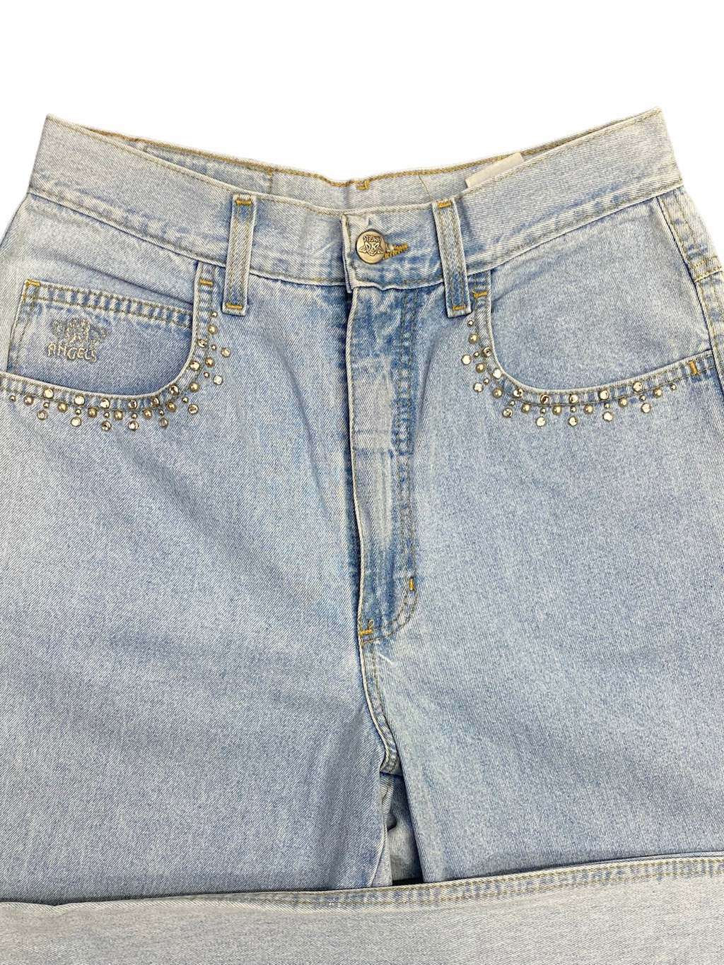 Vintage 80s angel mom jeans in light blue with rhinestone detail - W28 x L28 - Image 5