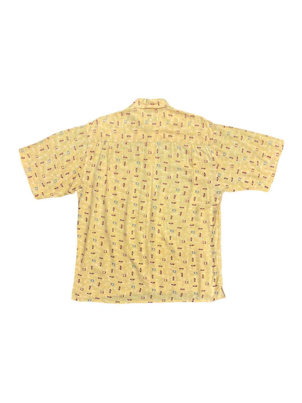 90s Le Frog Vintage Shirt Golden Yellow Short Sleeve Abstract Pattern - M/L - Image 3