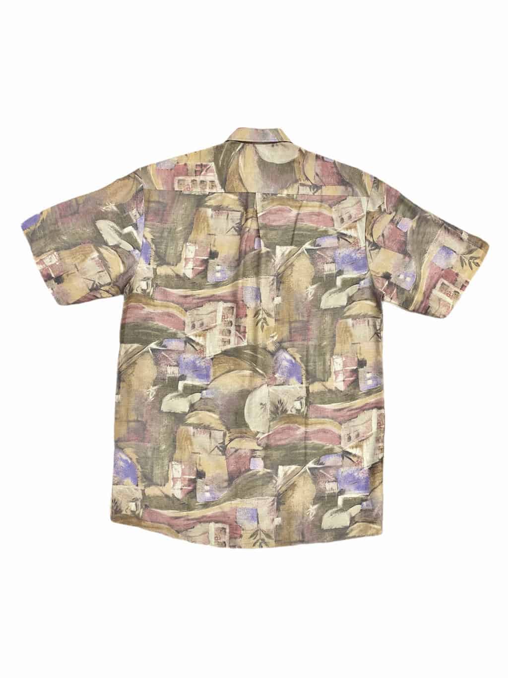 JUPITER 90s Vintage Abstract Shirt Muted Tones Pale Pink Purple - S - Image 3