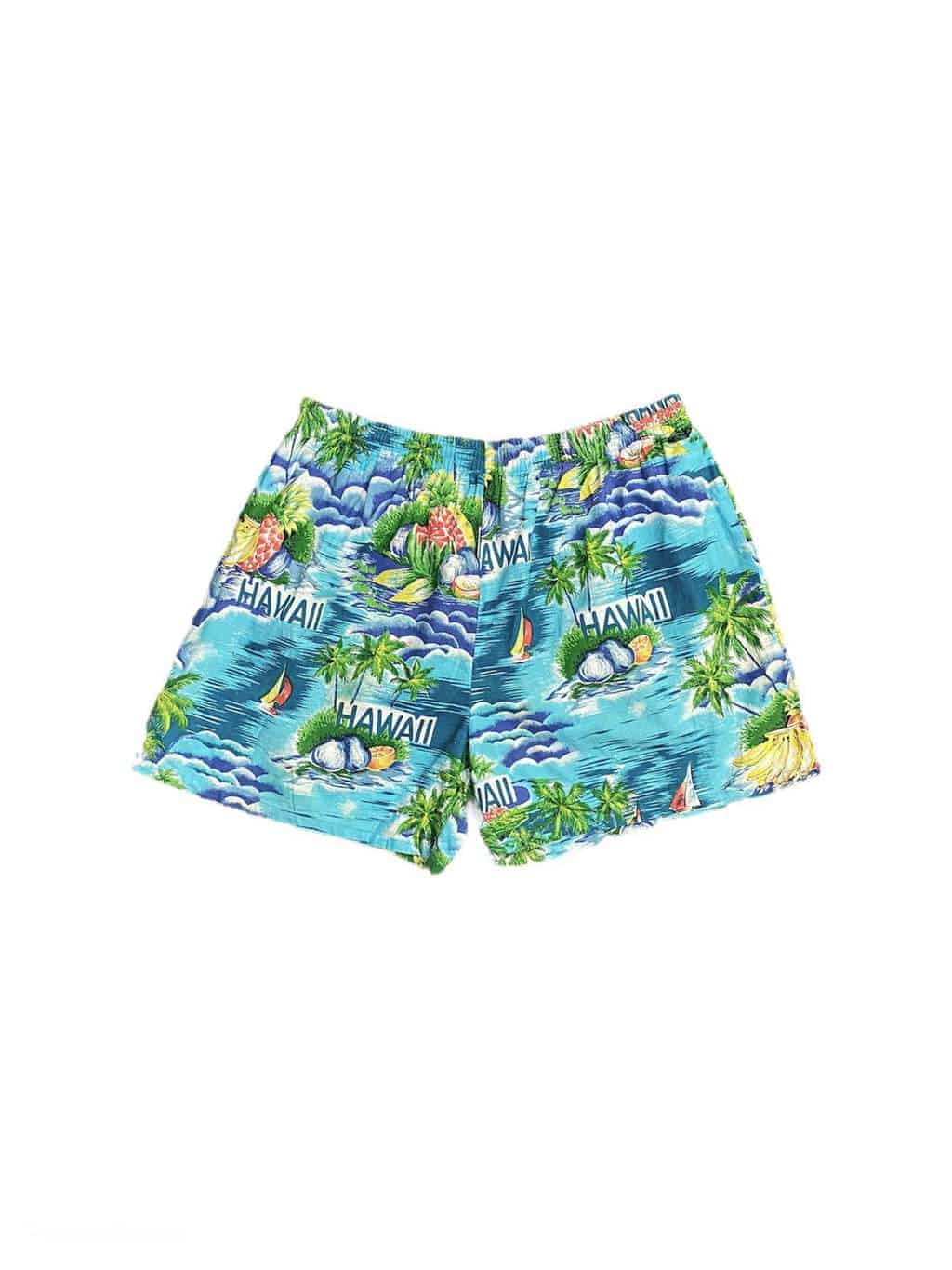 90s Vintage Hawiian Surf Shorts Palm Trees Blue Green - S / M - St Cyr ...