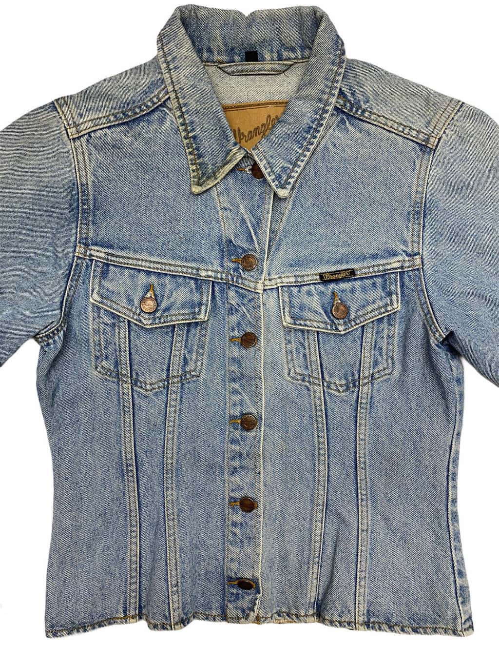 Vintage Denim Wrangler Jean Jacket Light Blue - Womens S/M - Image 2