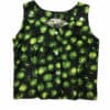 50s Vintage Sleeveless Button Through Top in Green Rare Deadstock NOS Floral Swirl Pattern - Size UK 16