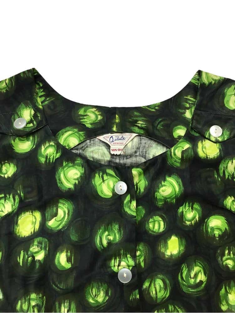 50s Vintage Sleeveless Button Through Top in Green - Size 16 - Large - Image 2