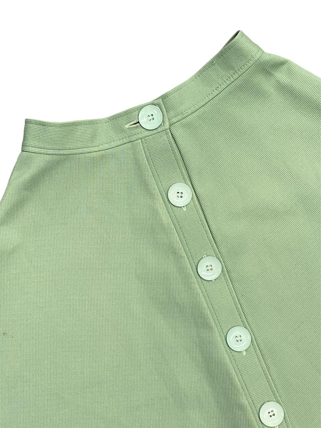 70s vintage mini skirt in sage green with high waist - S - Image 2