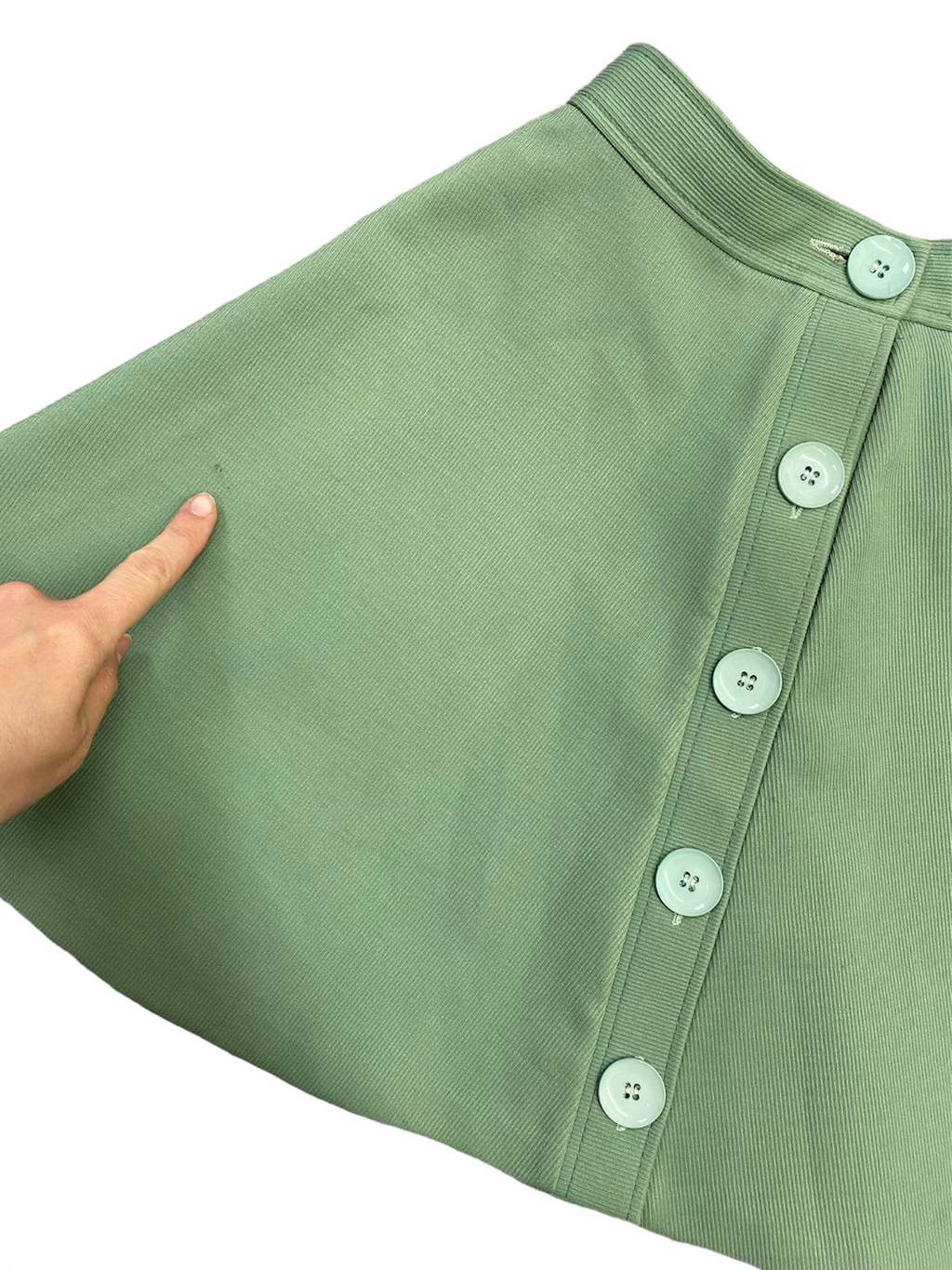 70s vintage mini skirt in sage green with high waist - S - Image 6