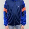 90s Vintage Mens Puma Sports Zip Jacket in Navy and Electric Blue with Orange Piping - Size Men's L