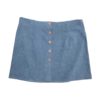 90s Vintage Suedette Mini Skirt in Dusky Blue with Purple Plastic Buttons - Size Women's M / L