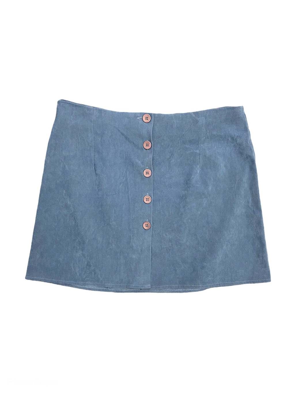 90s Vintage Mini Skirt in Dusky Blue Suedette - M / L - St Cyr Vintage