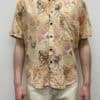 Abstract Tropical Vintage Mens Shirt in Peachy Pink Tones with Scribbled Doodles Pastel Summer Soft Colours Artsy Fun - Size Men's S / M