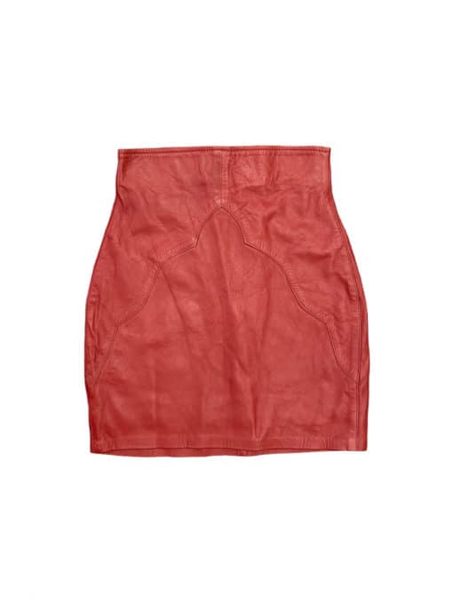 Dark red vintage leather pencil skirt - Small