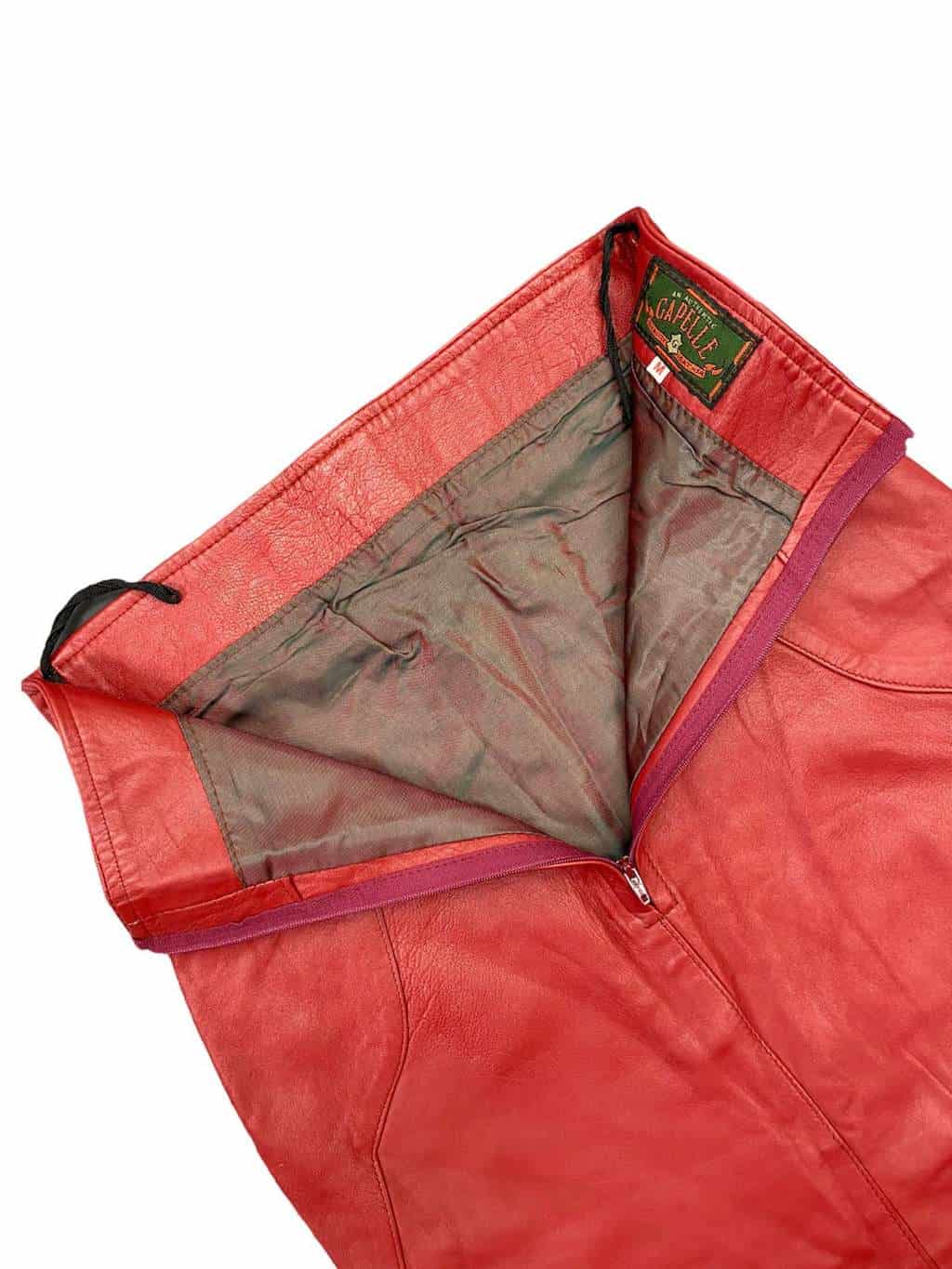 Dark red vintage leather pencil skirt - Small - Image 2