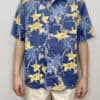 Le Frog Vintage Hawaiian Shirt with Palm Trees and Bright Yellow Floral Tropical Pattern Summer Beach - UK Size Men's XXL