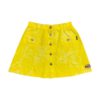 Vintage Denim Mini Skirt in Tie-Dye Yellow with Embossed Buttons and Utility Style Pockets - Size Women's XS