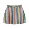 Vintage High Waisted Denim Mini Skirt in Green Red Blue White Beige Multicoloured Stripes - Size Women's S / M