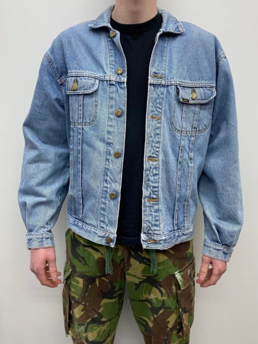 Vintage Light Wash Lee Mens Denim Trucker Jacket - Size Men's L