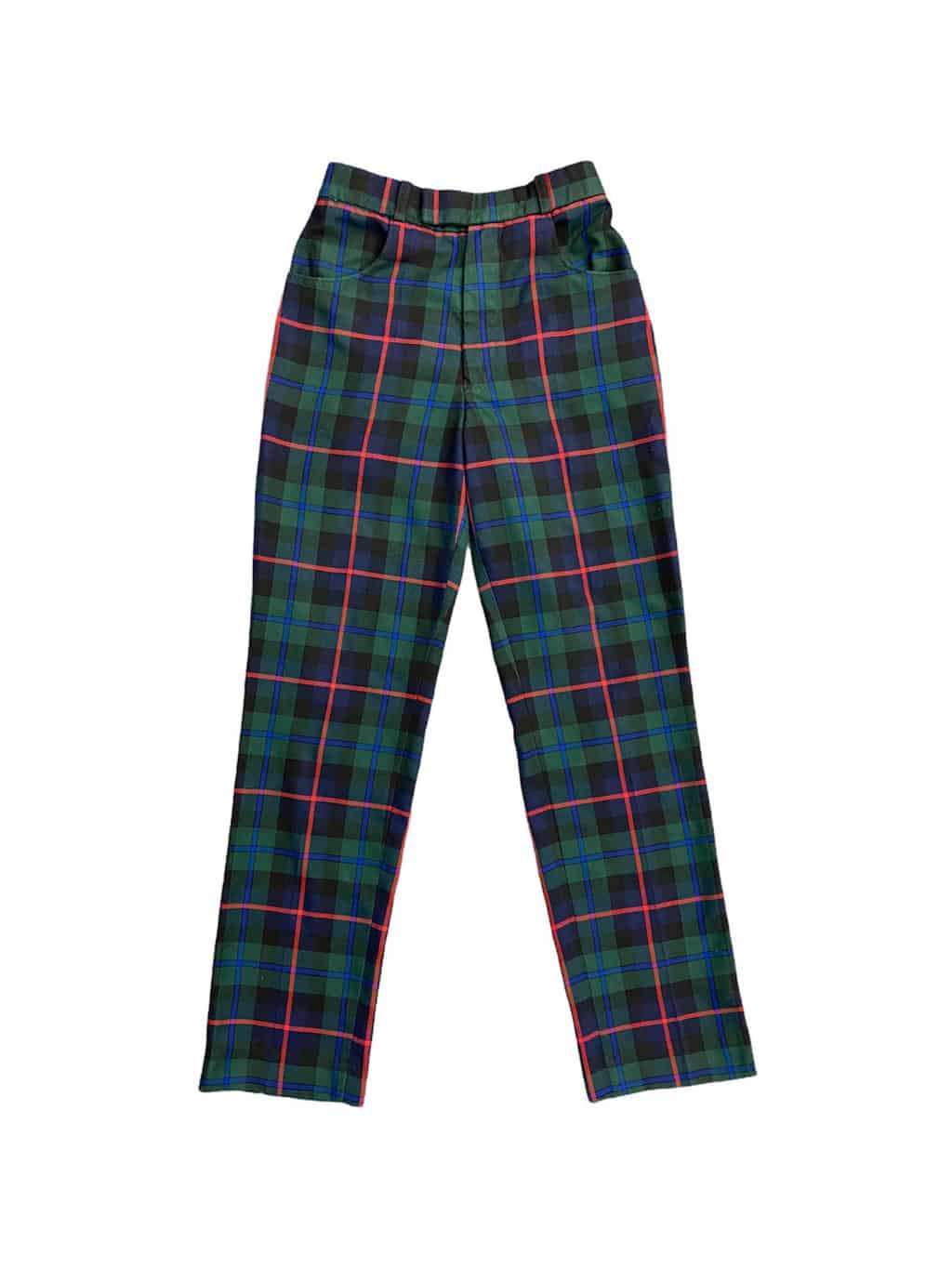Vintage plaid tartan trousers in green navy & red - W26 x L30.5 - St ...