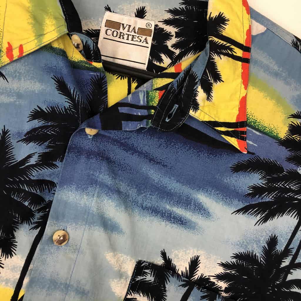 Vintage Tropical Hawaiian Shirt with Moonlit Palm Trees Blue Bright Pattern - 2XL / 3XL - Image 6