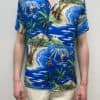 Vintage Tropical Sea Life Mens Shirt Underwater Creatures Fish Turtles Waves Palm Trees Islands Beaches Sand - Size Men's M / L