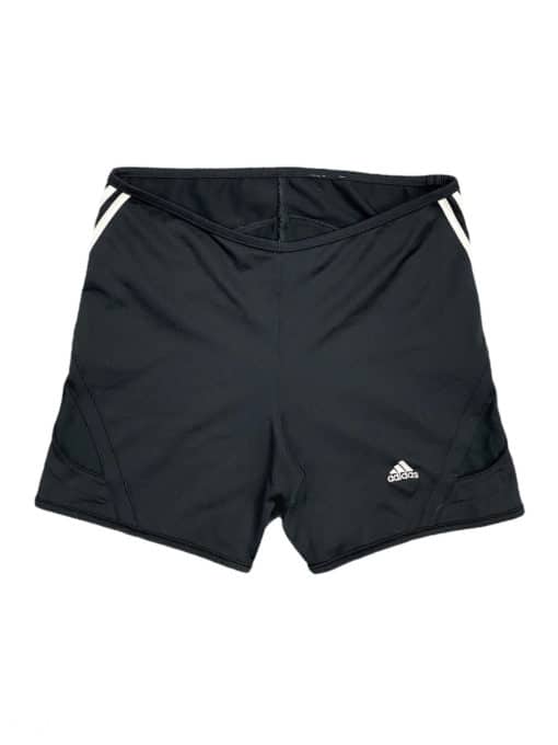 Women's Adidas Booty Shorts in Black with White Three Stripes Sporty Sportswear Hot Pants Lycra - Women's Size XS / S
