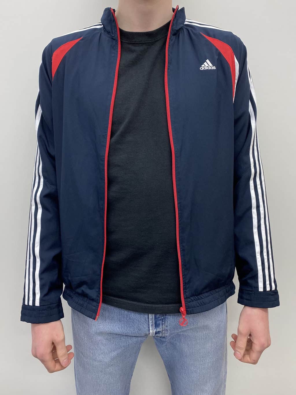 Reageren residentie arm Vintage Boys Zip-Up Adidas Three Stripe Sports Jacket in Navy, White & Red  - Age 15-16 - St Cyr Vintage