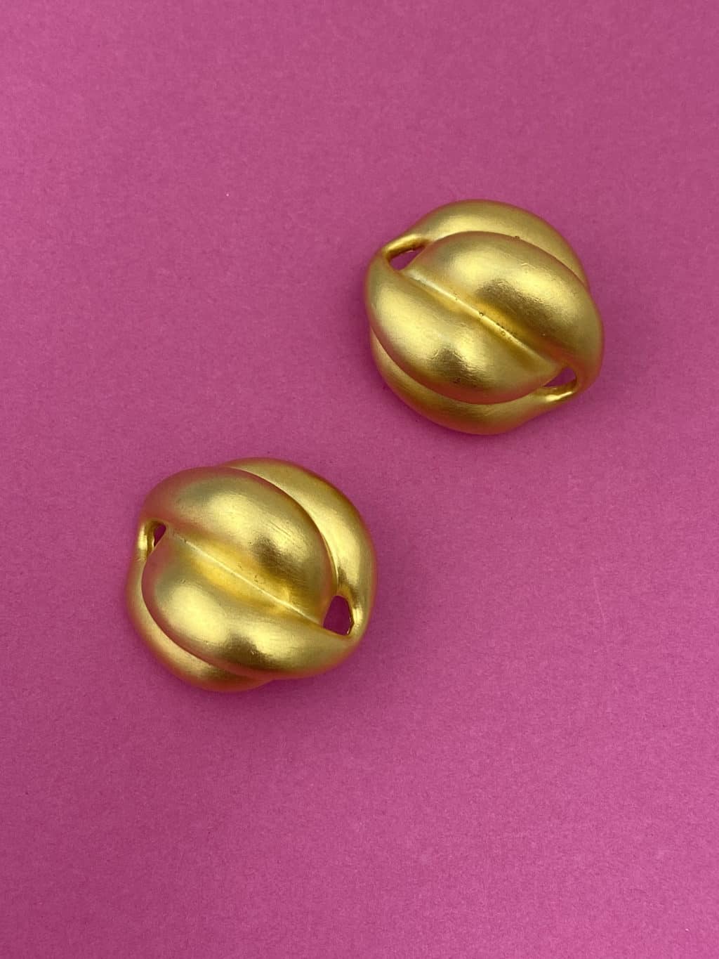 1980s Large Matt Gold Vintage Earrings - Clip On - Image 2