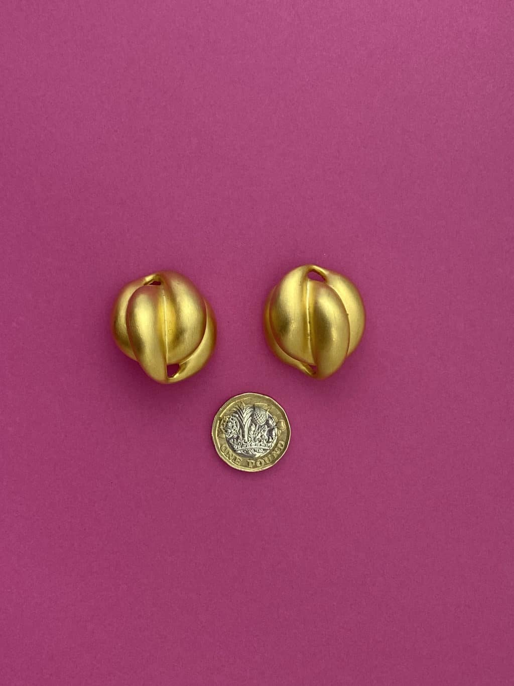 1980s Large Matt Gold Vintage Earrings - Clip On - Image 3