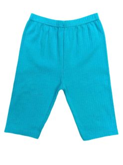 1990s Turquoise Ribbed Cotton Legging Shorts with Elasticated Waist - S / M