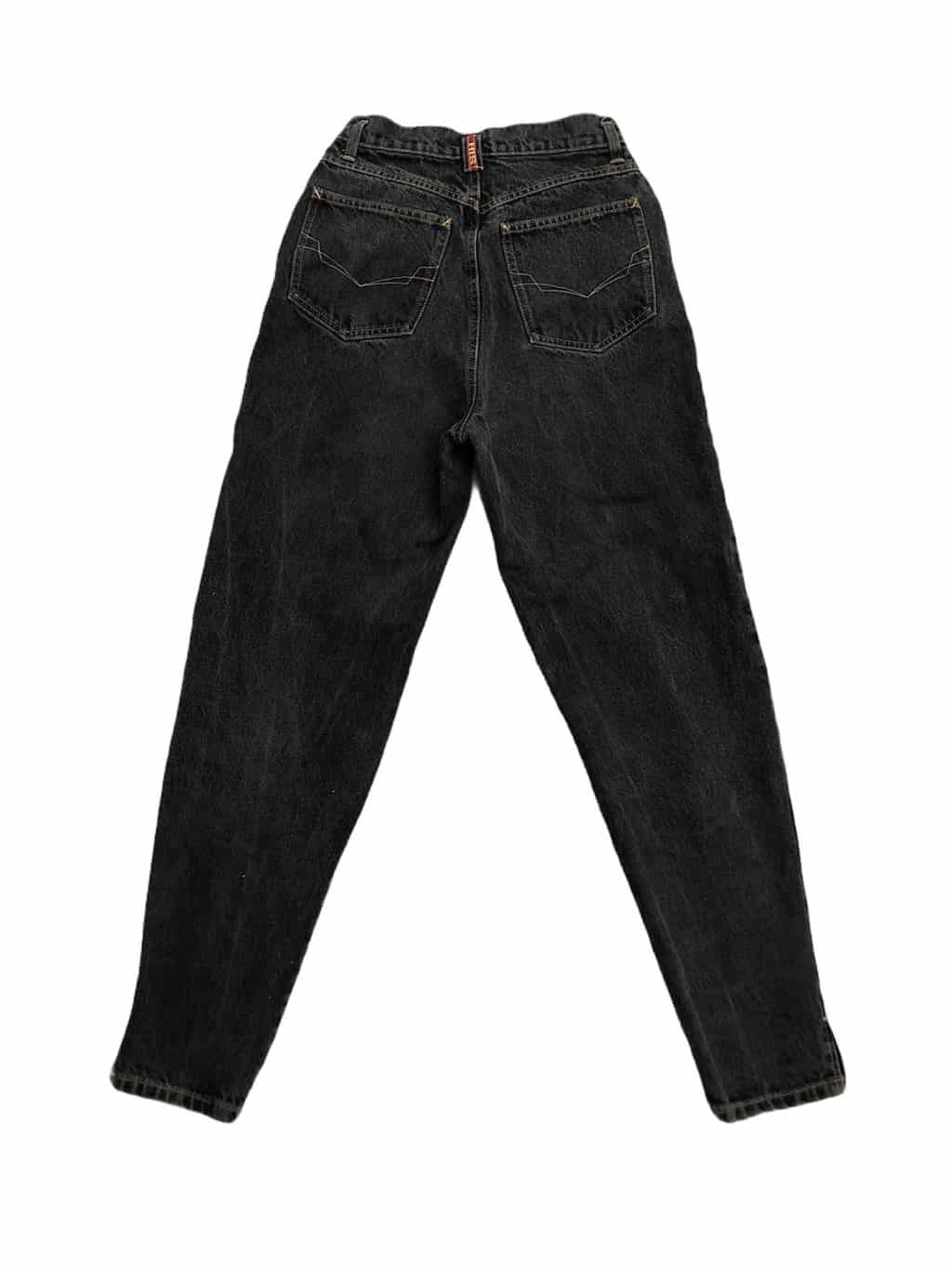 Vintage HIS mom jeans in black/grey with embellished hems & slits - W27 x L28 - Image 4