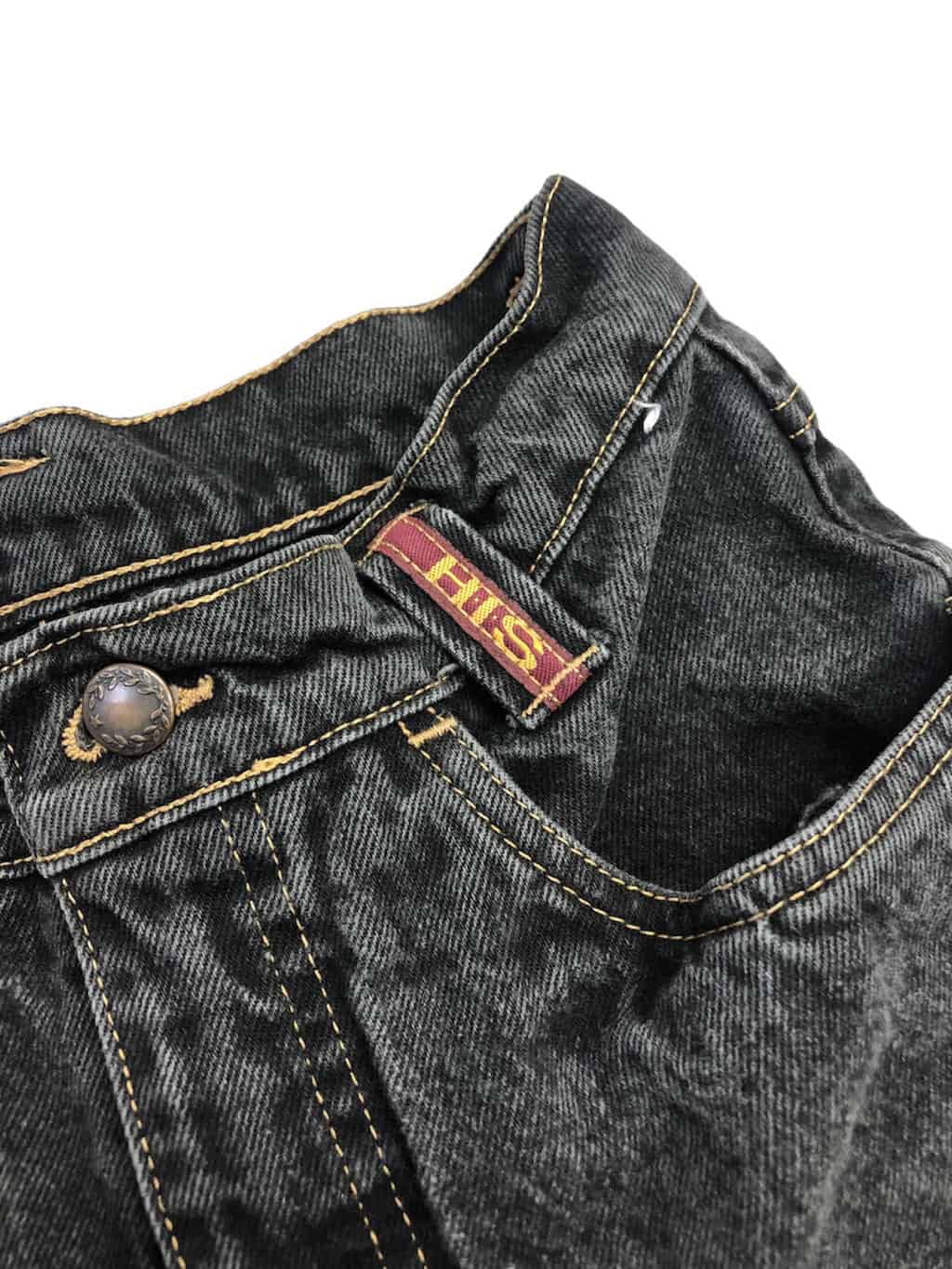 Vintage HIS mom jeans in black/grey with embellished hems & slits - W27 x L28 - Image 6
