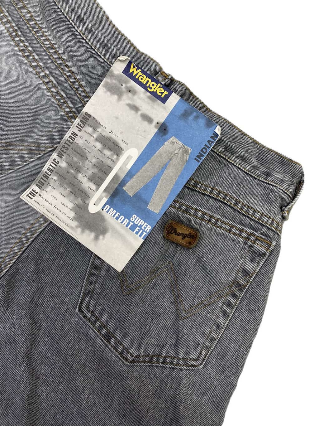 90s Vintage Wrangler Indiana jeans in grey, made in the UK, deadstock - W29  x L32 - St Cyr Vintage