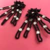 PARIS HOUSE Vintage Earrings 1950s Couture Beaded Clip On Earrings Clips Black Silver Clear Rhinestones Diamonte Super Sized XXL