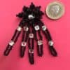 PARIS HOUSE Vintage Earrings 1950s Couture Beaded Clip On Earrings Clips Black Silver Clear Rhinestones Diamonte Super Sized XXL