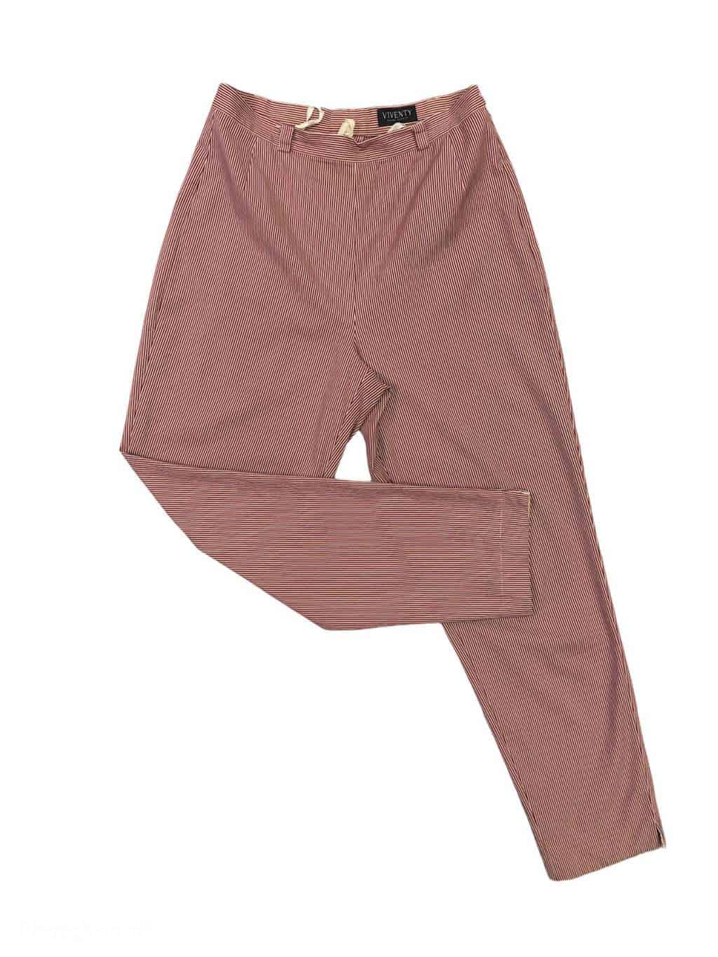 Candy striped mom trousers with tapered legs red and white - W28 x L29