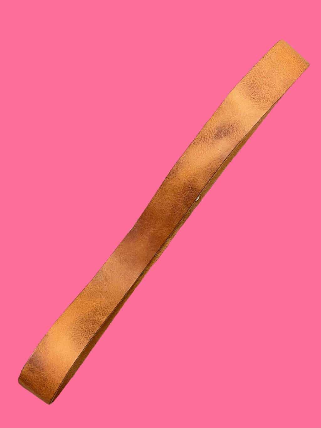 Tan Caramel Vintage Leather Belt with Popper Details 42/44 - XL / XXL - Image 5