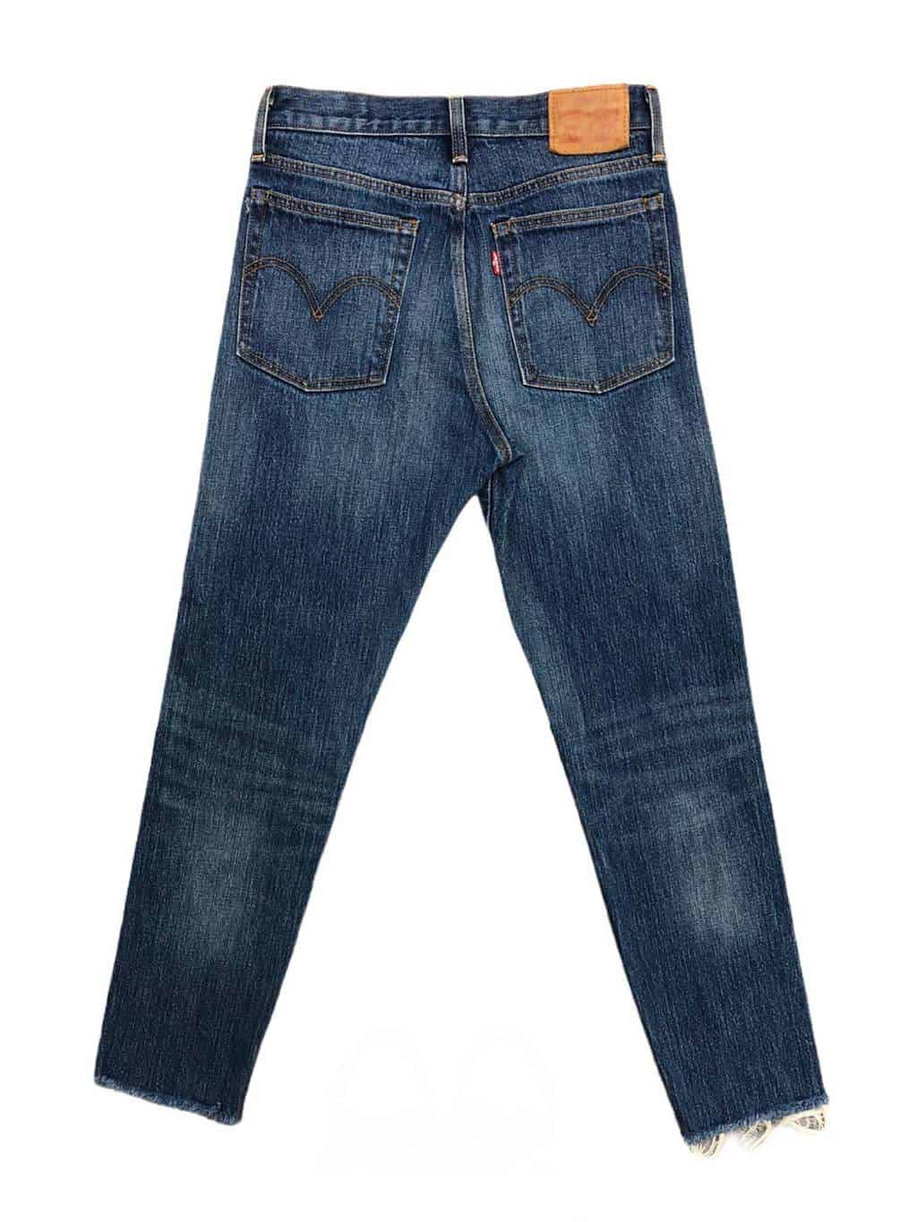 mercy staff cargo White oak limited edition Levis blue jeans with frayed hem - W28 x L26.5 -  St Cyr Vintage