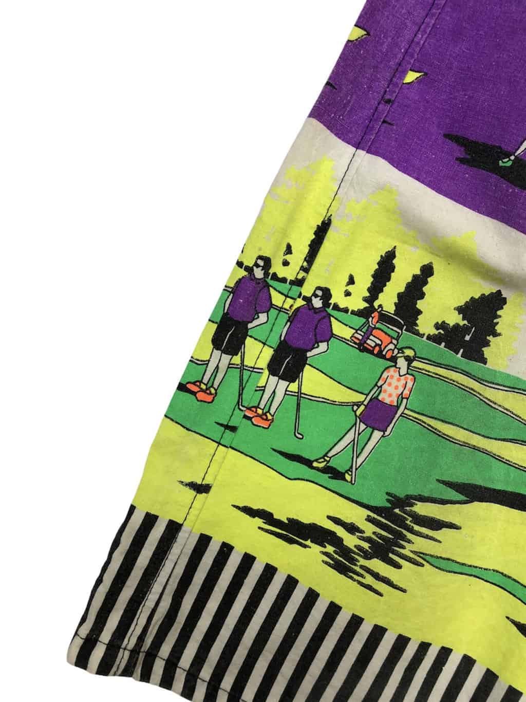 90s Vintage Multicoloured Neon Surf Shorts with Bold Golf Motif Adults / Kids - XS - Image 2