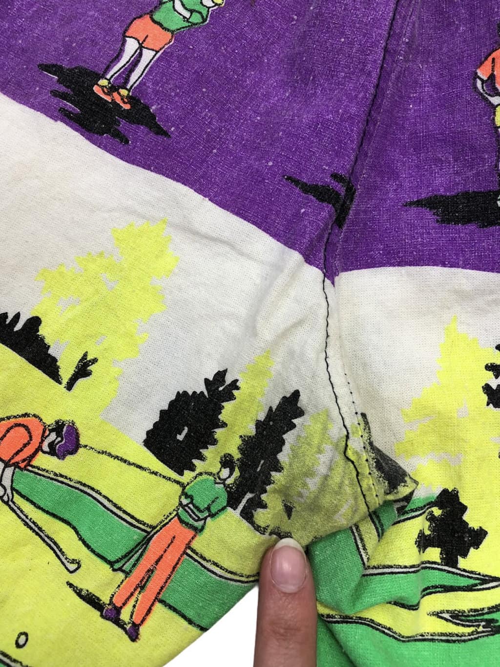 90s Vintage Multicoloured Neon Surf Shorts with Bold Golf Motif Adults / Kids - XS - Image 6