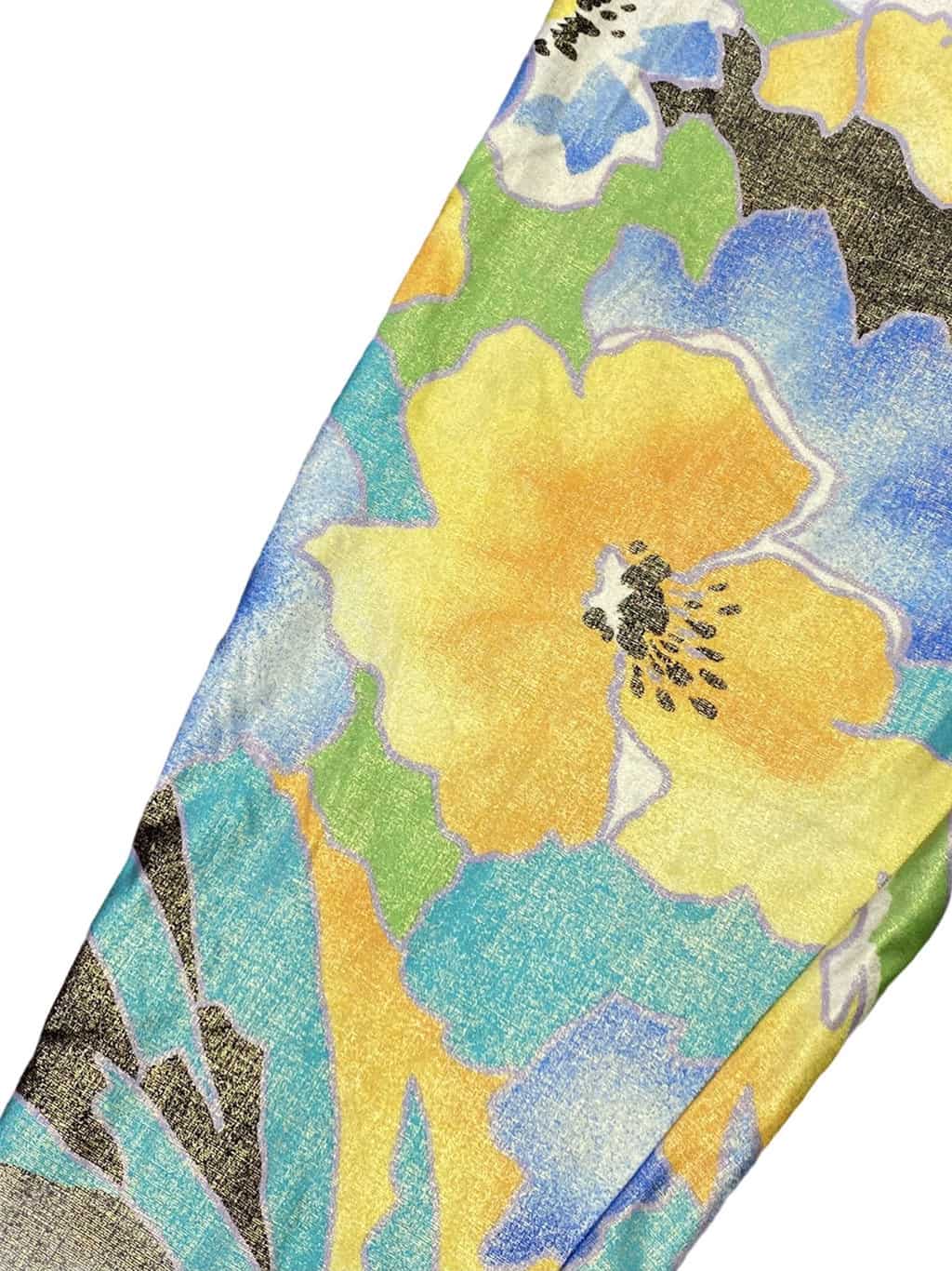 Vintage 1980s Women's Multicoloured Floral Leggings with Metallic Sheen Made in France - XS / S - Image 3