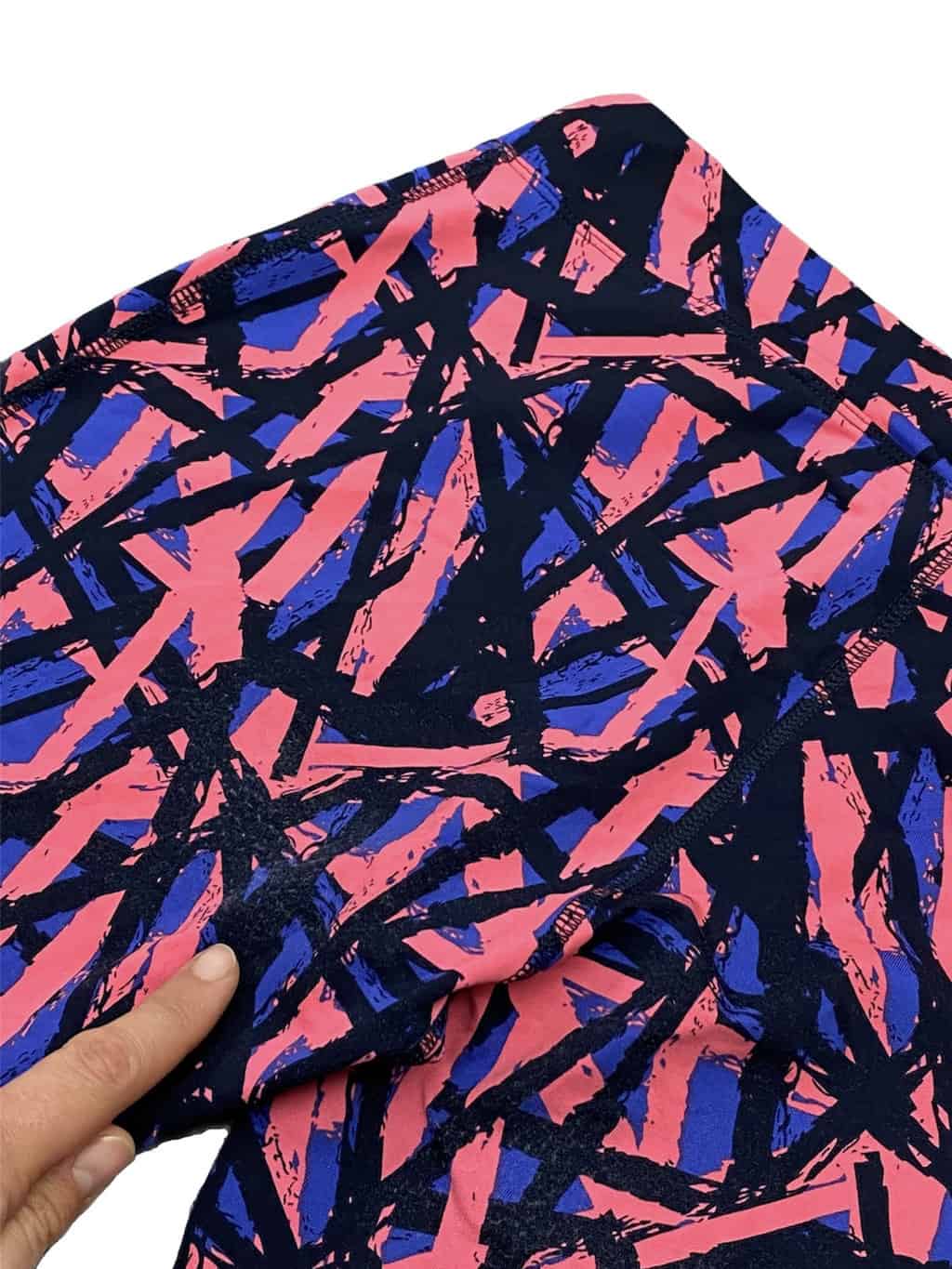 Women's Bright Pink Abstract Print Running Leggings with High Rise and Reflector Strips - M - Image 5