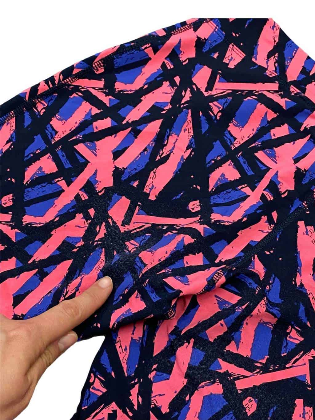 Women's Bright Pink Abstract Print Running Leggings with High Rise and Reflector Strips - M - Image 6