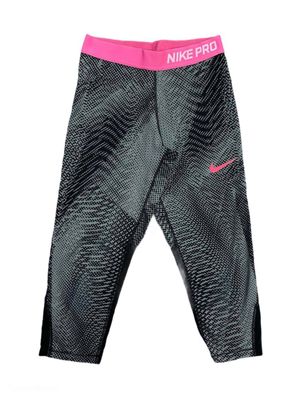 Women's Nike Pro 3/4 Length Leggings with Pink Waistband and