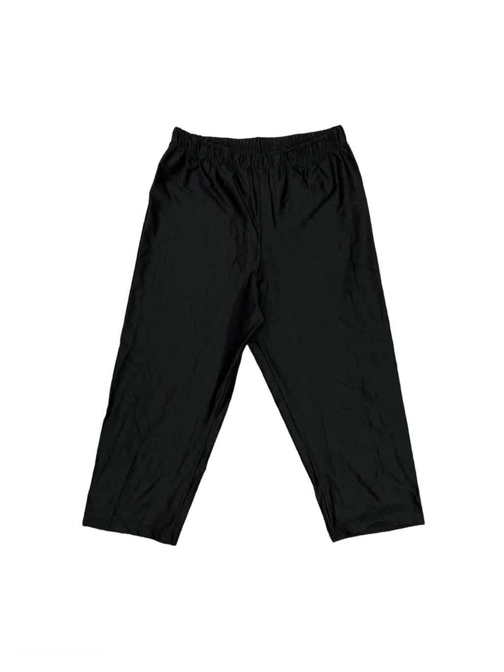 Womens Y2K Black Cropped Sports Leggings with Side Pocket  - S