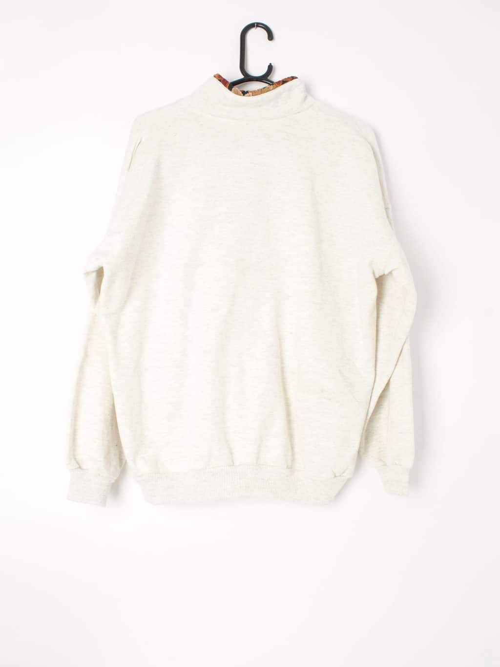 Womens vintage marled quarter zip pullover autumnal leaf design  - M - Image 3