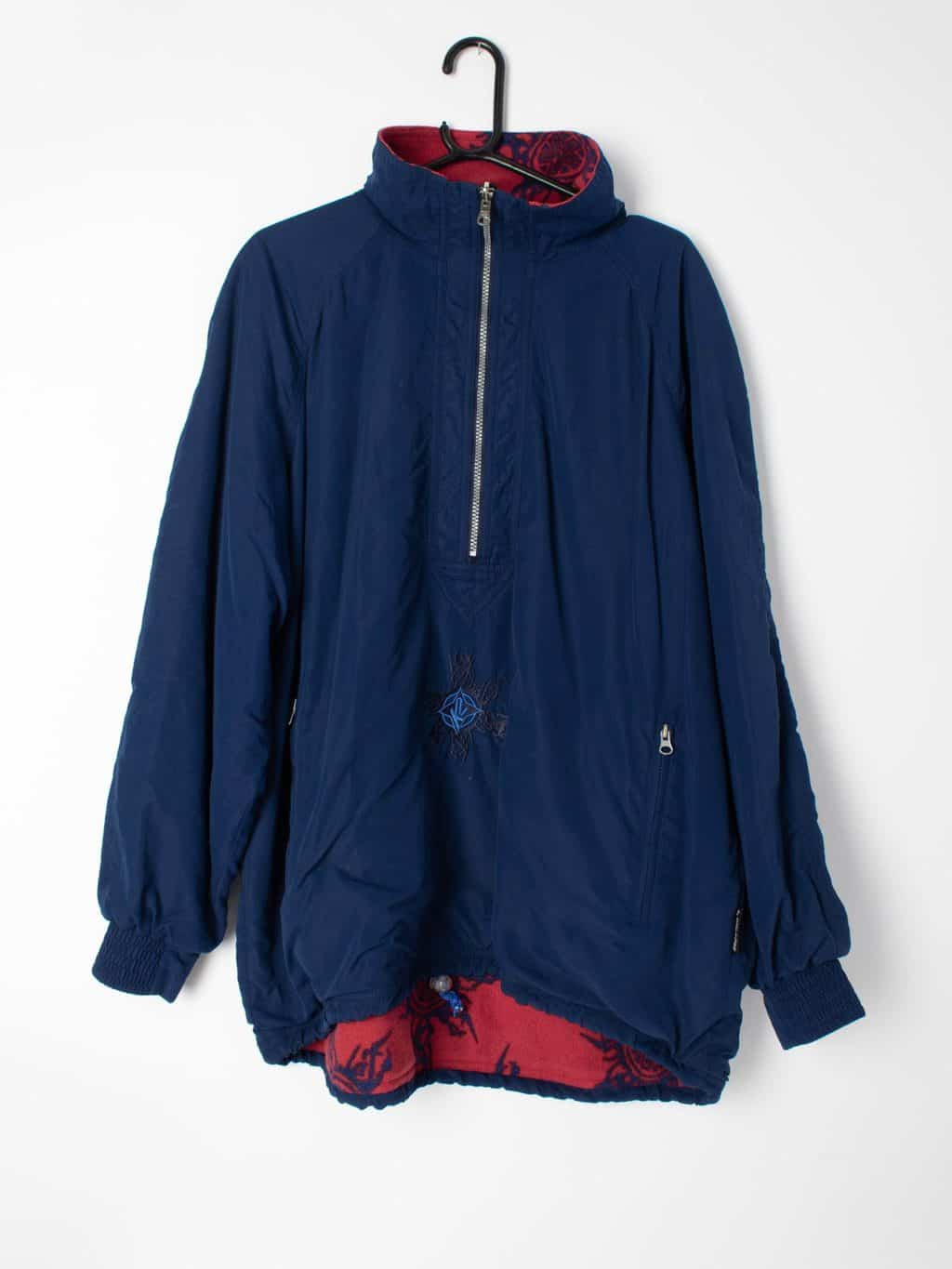 Mens vintage Brid'n'Tech reversible quarter zip track jacket with fleece lining - 2XL