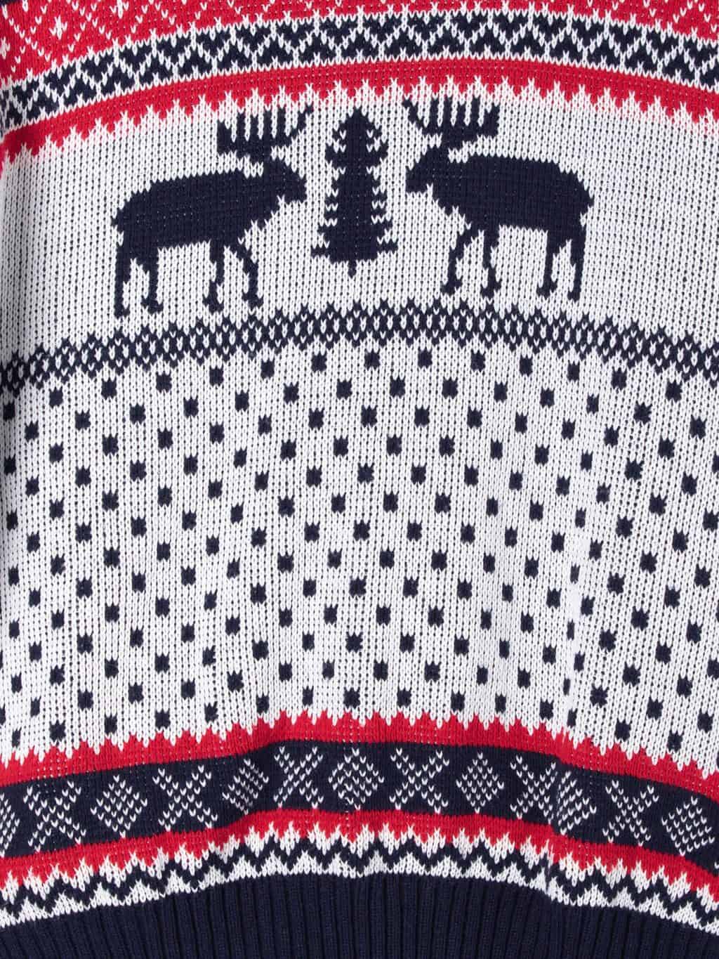Unisex 1980s-style Christmas novelty jumper with abstract reindeer pattern - M / L - Image 2