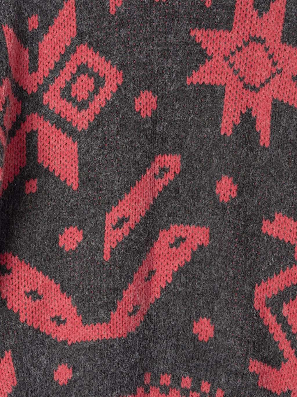 Unisex vintage knitted ski jumper with quarter zip and bold abstract pattern - M / L - Image 2