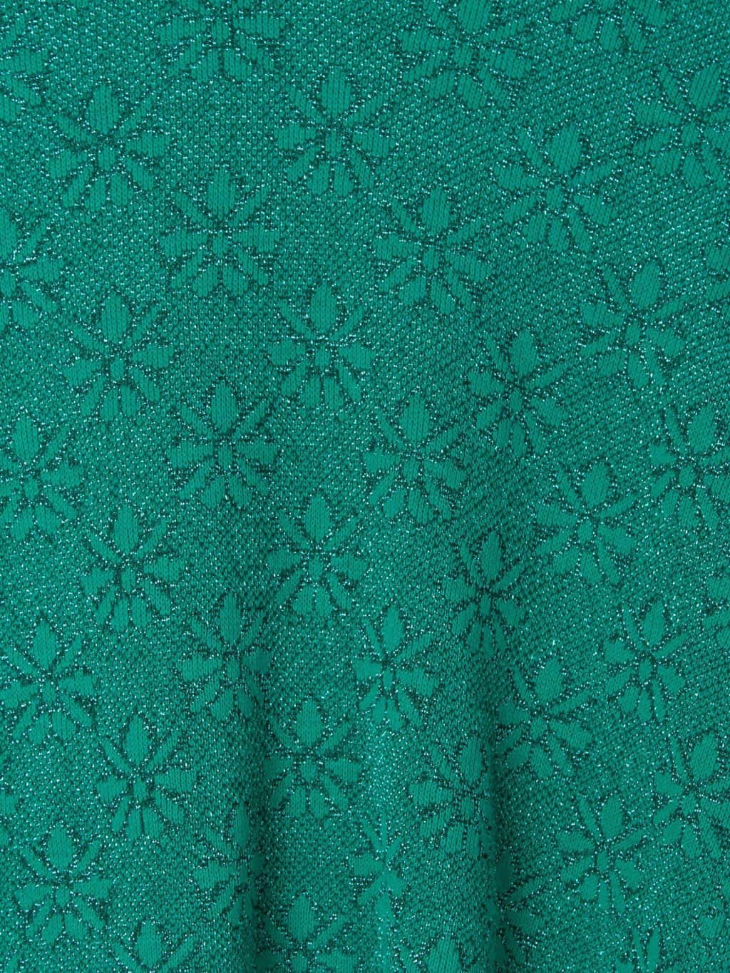 Womens vintage 60s / 70s cropped glitter top with floral pattern, emerald green - S / M - Image 2