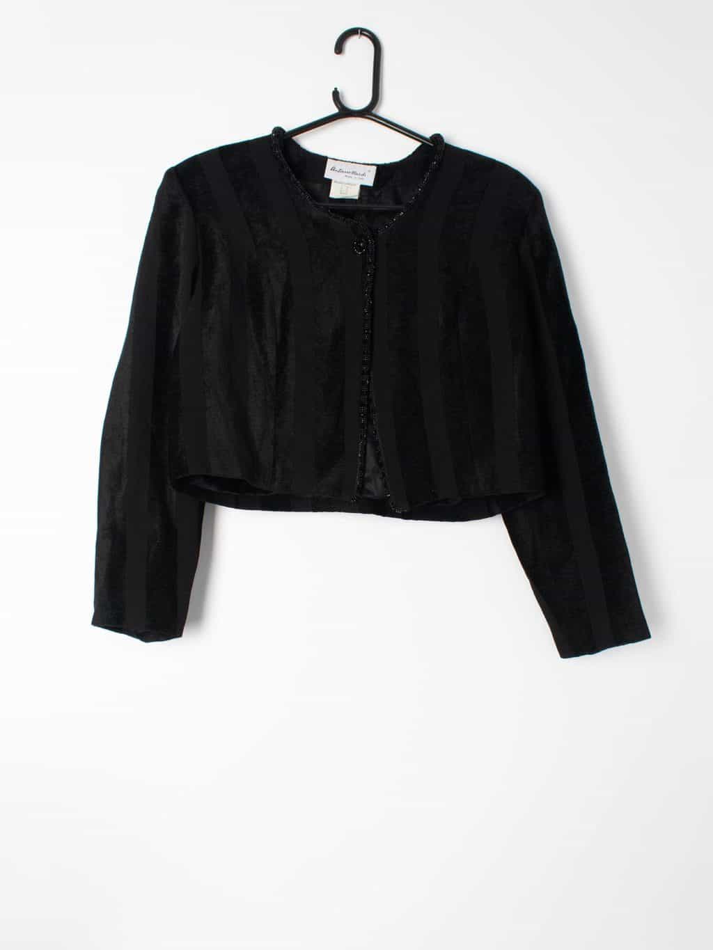 Womens vintage cropped jacket with massive shoulder pads, monochrome ...